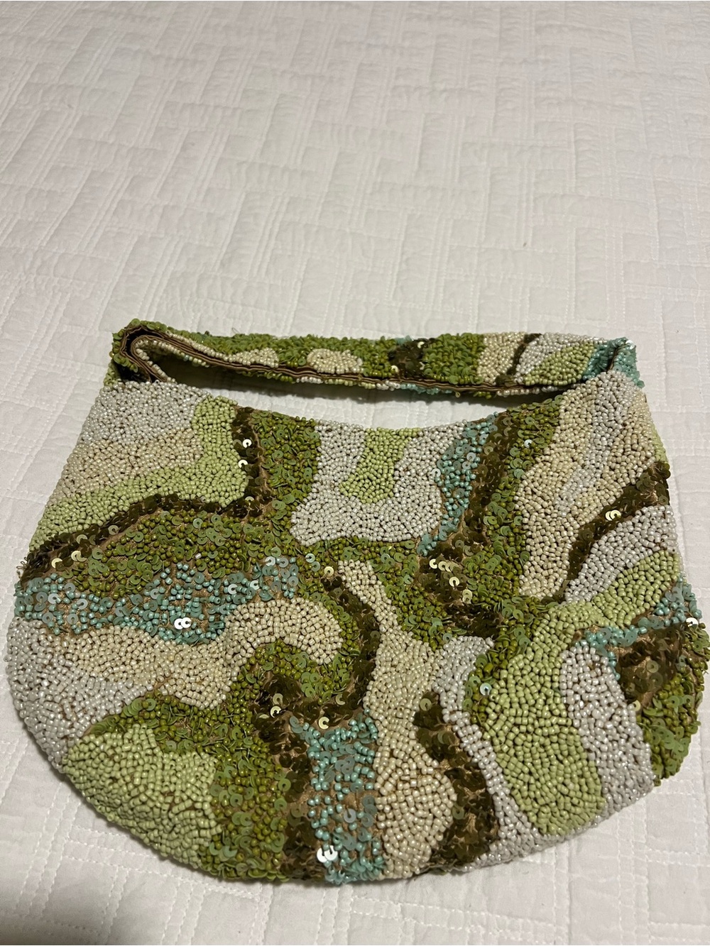 Beaded Green Sequin Hobo Bag